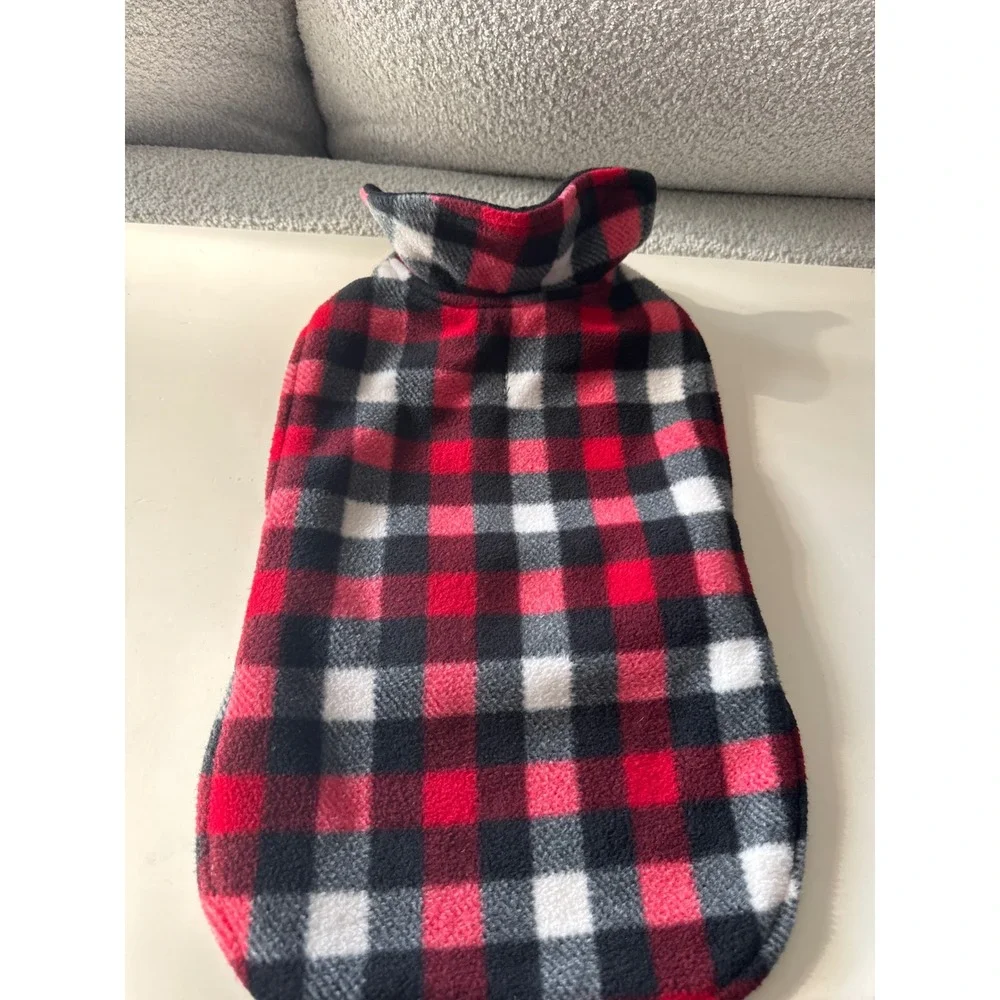Good 2 Go Dog Reversible Fleece Coat Jacket‎ M/L Classic Red Blacl White Check